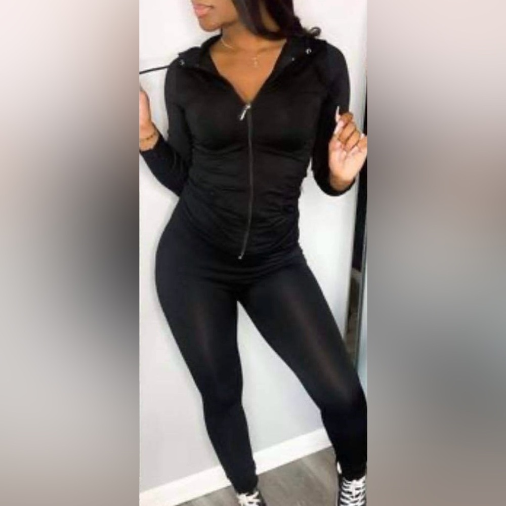 Women's Black Jumpsuit **Jacket & Leggings Set**